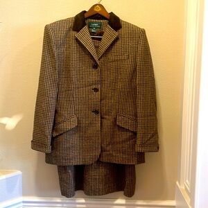 Ralph Lauren Tweed suit with trouser style skirt.  Size 16. Wool and silk